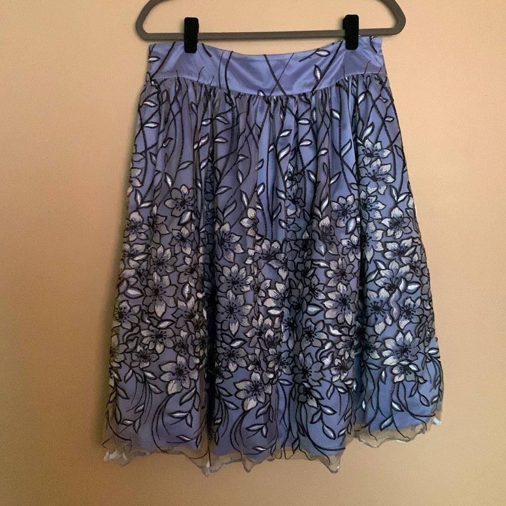 Eliza J Periwinkle Embroidered Skirt